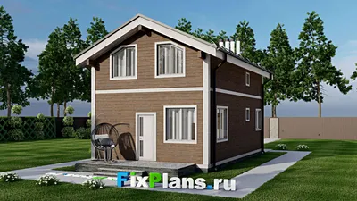 Проект дома с мансардой 6 на 14, площадью 110 м² с террасой и 3 спальнями — фасад 2
