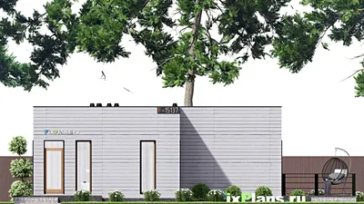 Проект бани 11 на 16, площадью 110 м² с комнатой отдыха, терассой и санузлом — фасад 3