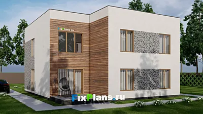 Проект двухэтажного дома 13 на 18, площадью 300 м² с террасой, балконом и 9 спальнями — фасад 2
