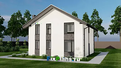Проект дома с мансардой 10 на 12, площадью 160 м² с террасой, балконом и 4 спальнями — фасад 2