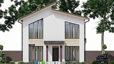 Проект дома с мансардой 10 на 15, площадью 170 м² с террасой и 4 спальнями (F-6281) — фасад 3