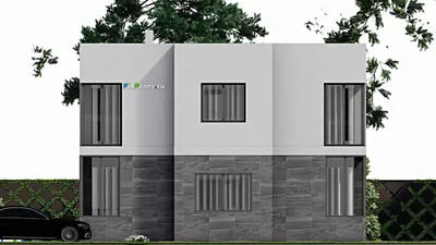 Проект двухэтажного дома 11 на 12, площадью 170 м² с балконом и 5 спальнями — фасад 5