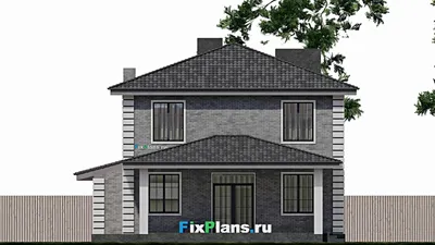 Проект двухэтажного дома 12 на 23, площадью 290 м² с гаражом на 2 машины и 4 спальнями — фасад 4