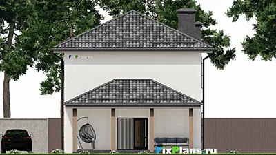 Проект двухэтажного дома 9 на 10, площадью 160 м² с террасой и 4 спальнями — фасад 6