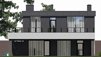 Проект двухэтажного дома 14 на 26, площадью 320 м² с террасой и 3 спальнями — фасад 4