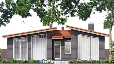 Проект бани 8 на 14, площадью 70 м² с 2 санузлами — фасад 3