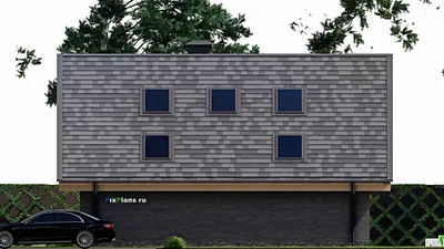 Проект бани 13 на 15, площадью 140 м² с терассой и санузлом — фасад 5