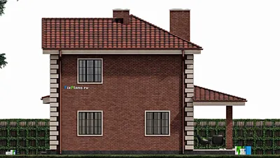Проект двухэтажного дома 10 на 14, площадью 170 м² с террасой, гаражом на 1 машину и 5 спальнями — фасад 5