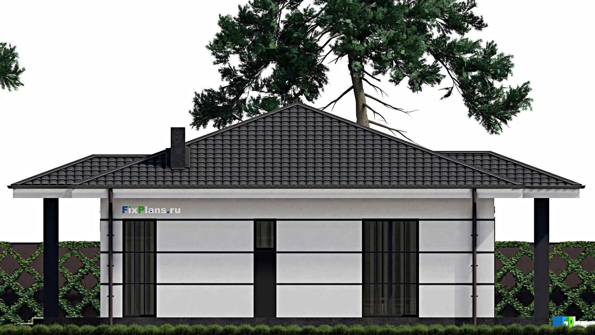 F-0710 - Проект одноэтажного дома 11 на 13, площадью 120 м² с 3 спальнями