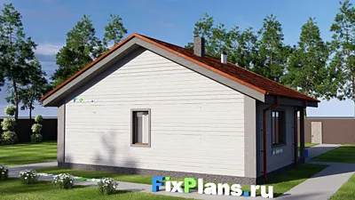 Проект бани 9 на 11, площадью 70 м² с терассой и санузлом — фасад 2