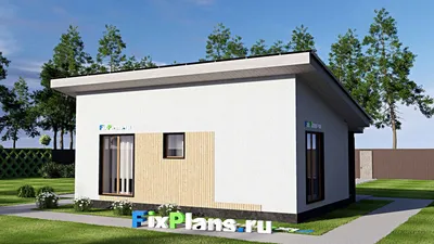 Проект одноэтажного дома 8 на 10, площадью 50 м² с 2 спальнями — фасад 2