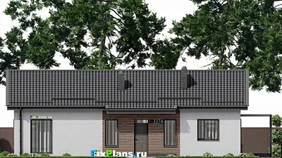 Проект одноэтажного дома 10 на 16, площадью 170 м² с террасой и 3 спальнями — фасад 3