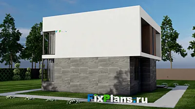 Проект двухэтажного дома 11 на 12, площадью 170 м² с балконом и 5 спальнями — фасад 2