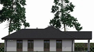 Проект одноэтажного дома 12 на 18, площадью 180 м² с террасой и 4 спальнями — фасад 5