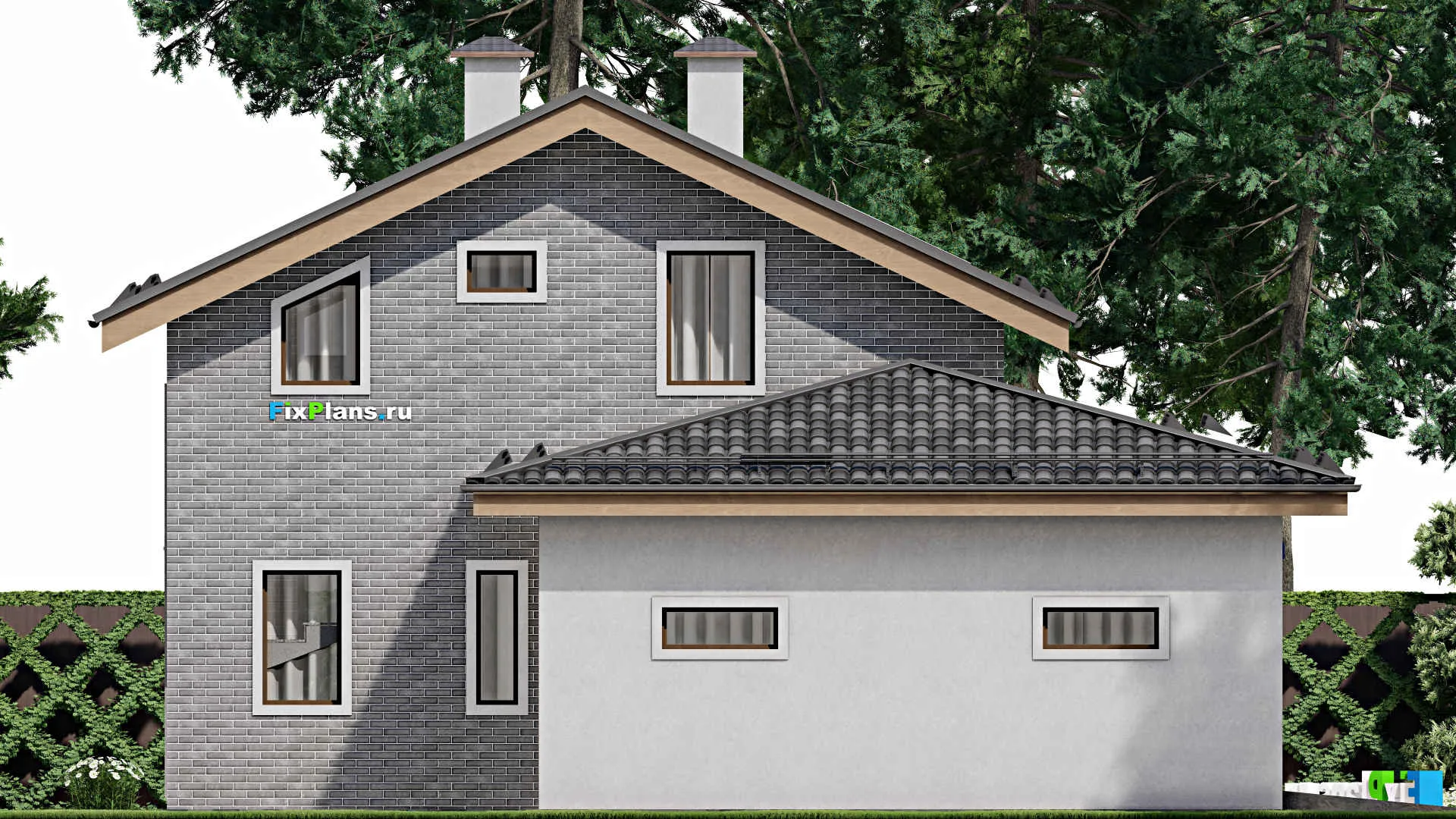 F-12122 - Проект дома с мансардой 13 на 18, площадью 200 м² с 4 спальнями