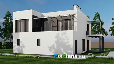 Проект двухэтажного дома 15 на 15, площадью 270 м² с балконом и 5 спальнями — фасад 2