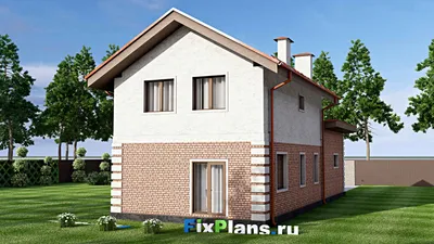 Проект двухэтажного дома 7 на 17, площадью 140 м² с гаражом на 2 машины и 3 спальнями — фасад 2