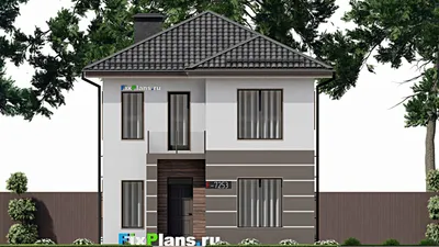 Проект двухэтажного дома 9 на 13, площадью 140 м² с террасой, балконом и 4 спальнями — фасад 3