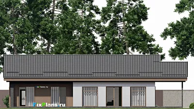 Проект одноэтажного дома 11 на 19, площадью 240 м² с террасой и 3 спальнями — фасад 4