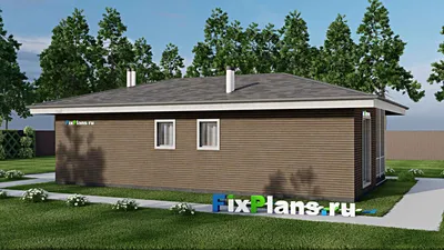 Проект бани 8 на 13, площадью 80 м² с комнатой отдыха, терассой, санузлом и спальней — фасад 2