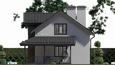 Проект дома с мансардой 9 на 11, площадью 170 м² с террасой и 4 спальнями (F-3815) — фасад 5
