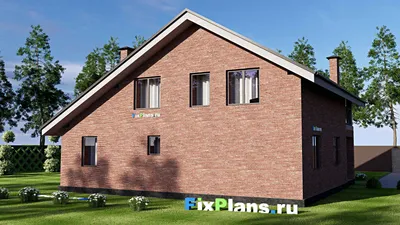 Проект дома с мансардой 12 на 13, площадью 190 м² с террасой, балконом и 4 спальнями — фасад 2