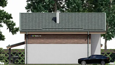 Проект дома с мансардой 12 на 12, площадью 180 м² с террасой и 4 спальнями — фасад 4