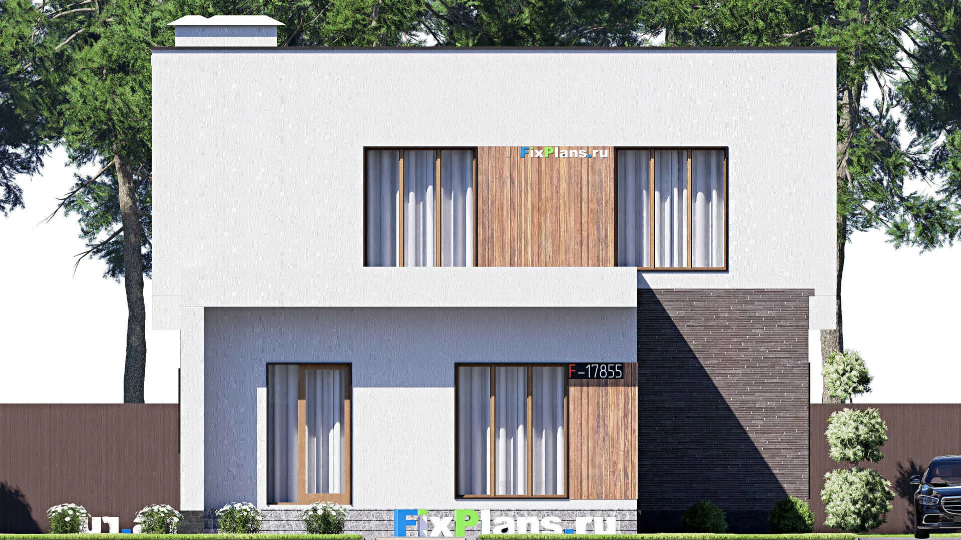 F-17855 - Проект двухэтажного дома 12 на 13, площадью 160 м² с балконом и 4 спальнями