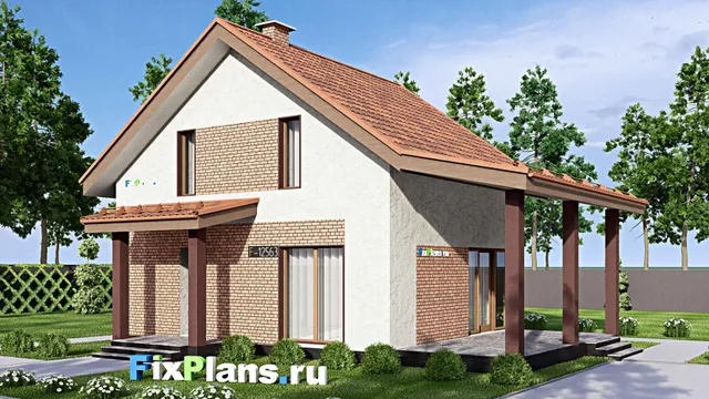 Проект дома с мансардой 10 на 13, площадью 130 м² с террасой и 3 спальнями