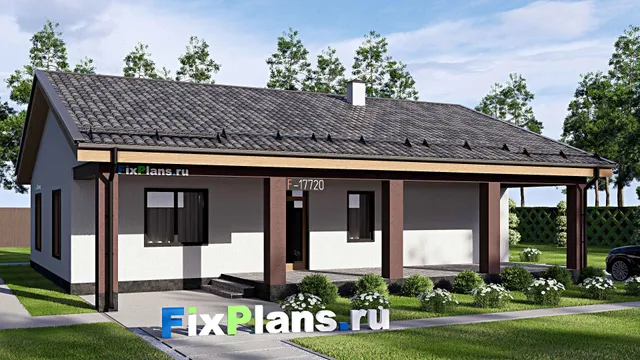 Проект одноэтажного дома 14 на 15, площадью 150 м² с террасой и 3 спальнями