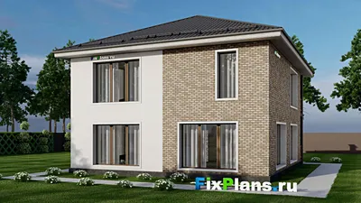 Проект двухэтажного дома 12 на 13, площадью 210 м² с балконом и 4 спальнями — фасад 2