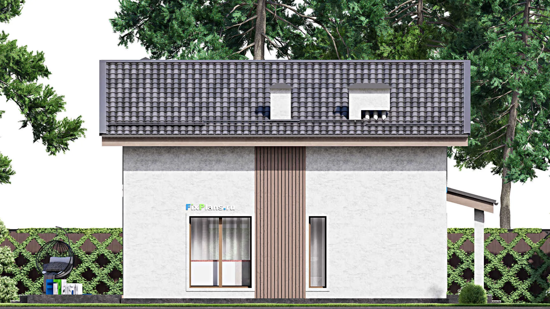 F-12662 - Проект дома с мансардой 11 на 15, площадью 140 м² с террасой и 3 спальнями