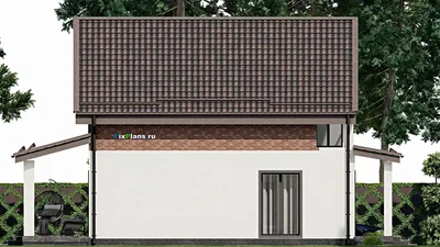 Проект дома с мансардой 9 на 10, площадью 150 м² с террасой, балконом и 3 спальнями (F-4706) — фасад 4
