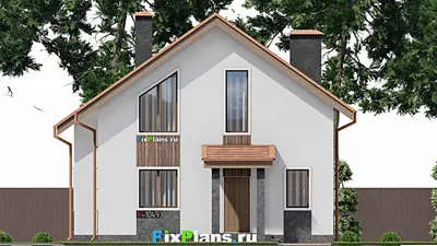 Проект дома с мансардой 10 на 14, площадью 150 м² с 4 спальнями — фасад 3