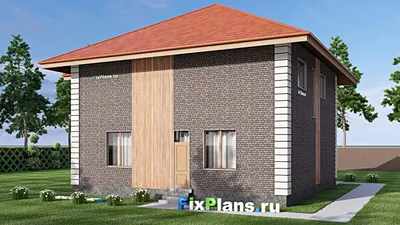 Проект двухэтажного дома 14 на 15, площадью 250 м² с террасой, балконом и 4 спальнями — фасад 2