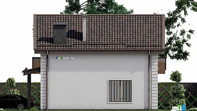 Проект дома с мансардой 12 на 13, площадью 160 м² с террасой, гаражом на 1 машину и 4 спальнями — фасад 5