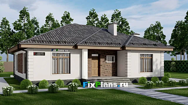 Проект одноэтажного дома 13 на 15, площадью 140 м² с 3 спальнями