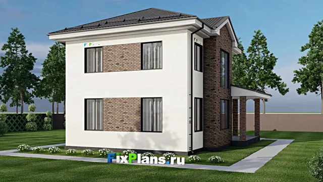 Проект двухэтажного дома 11 на 11, площадью 180 м² с террасой и 4 спальнями