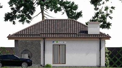 Проект бани 8 на 11, площадью 60 м² с терассой, санузлом и спальней — фасад 5