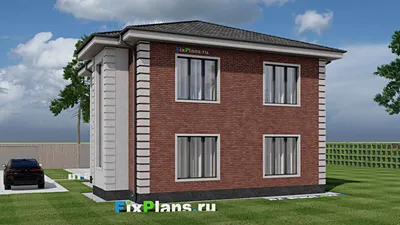 Проект двухэтажного дома 11 на 11, площадью 150 м² с балконом и 4 спальнями — фасад 2
