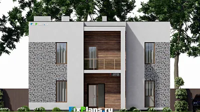Проект двухэтажного дома 13 на 18, площадью 300 м² с террасой, балконом и 9 спальнями — фасад 3