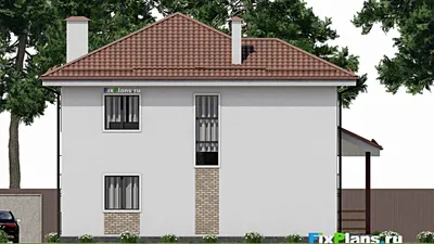 Проект двухэтажного дома 12 на 14, площадью 220 м² с террасой, балконом и 4 спальнями — фасад 6