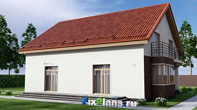 Проект дома с мансардой 14 на 17, площадью 320 м² с 6 спальнями — фасад 2