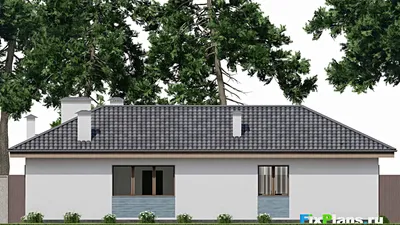 Проект бани 19 на 19, площадью 200 м² с терассой, 4 санузлами и спальней — фасад 6