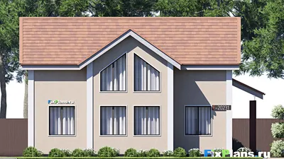 Проект дома с мансардой 12 на 14, площадью 160 м² с 5 спальнями — фасад 3