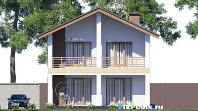 Проект двухэтажного дома 10 на 15, площадью 200 м² с террасой, балконом и 5 спальнями — фасад 6