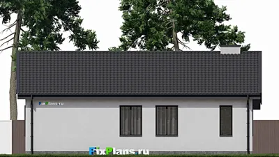 Проект одноэтажного дома 12 на 15, площадью 130 м² с террасой и 3 спальнями — фасад 6