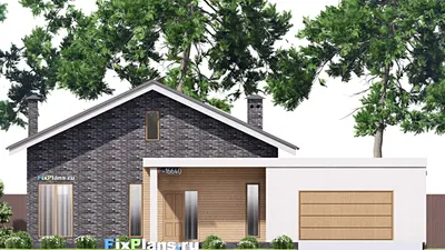 Проект дома с мансардой 17 на 20, площадью 340 м² с террасой, гаражом на 2 машины и 5 спальнями — фасад 3