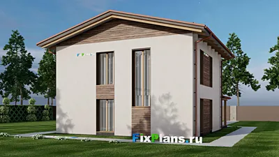 Проект дома с мансардой 11 на 13, площадью 180 м² с террасой и 4 спальнями — фасад 2