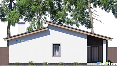 Проект одноэтажного дома 13 на 17, площадью 170 м² с террасой, гаражом на 1 машину и 3 спальнями — фасад 6